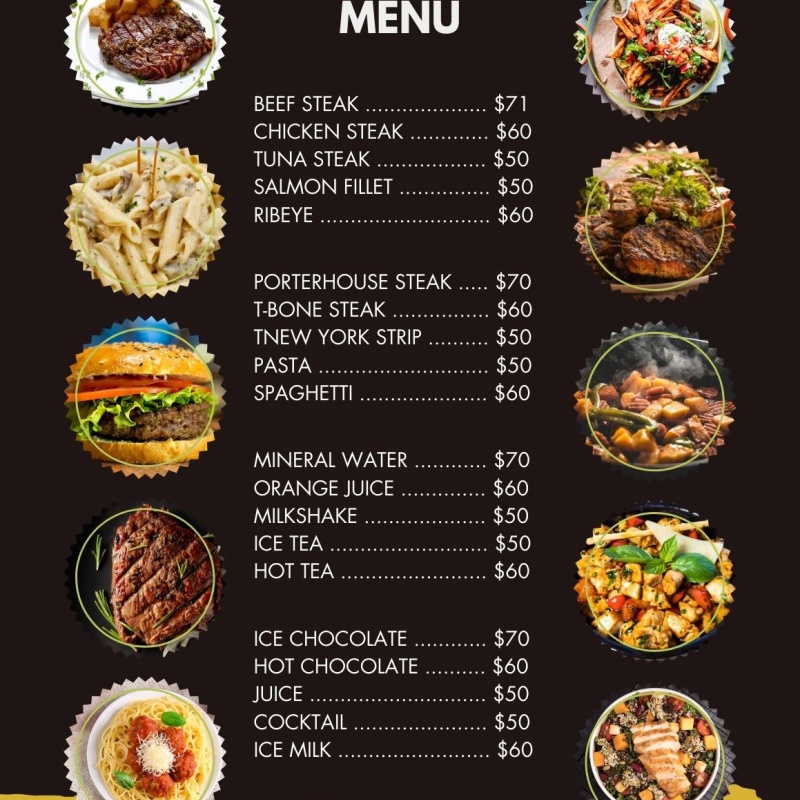 Full Color Food Restaurant Menu Design