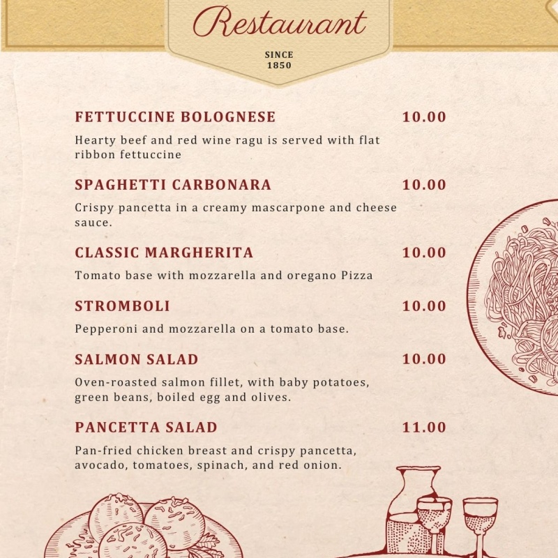 Full Color Food Restaurant Menu Design